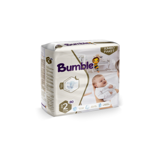 Bumble 2 Numara Mini Bebek Bezi Jumbo Paket (3-6) kg 80 Adet