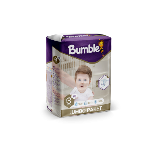 Bumble 3 Numara Midi Bebek Bezi Jumbo Paket (4-9) kg 70 Adet