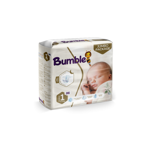 Bumble 1 Numara Yenidoğan Bebek Bezi Jumbo Paket (2-5) kg 86 Adet