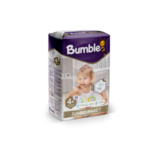 Bumble 4+ Numara Maxi Plus Bebek Bezi Jumbo Paket (9-16) kg 56 Adet