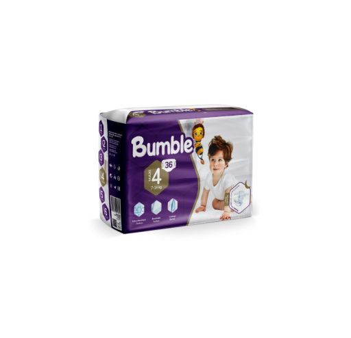 BUMBLE 4 NUMARA MAXİ BEBEK BEZİ TWİN PAKET (7-14) KG 36 ADET